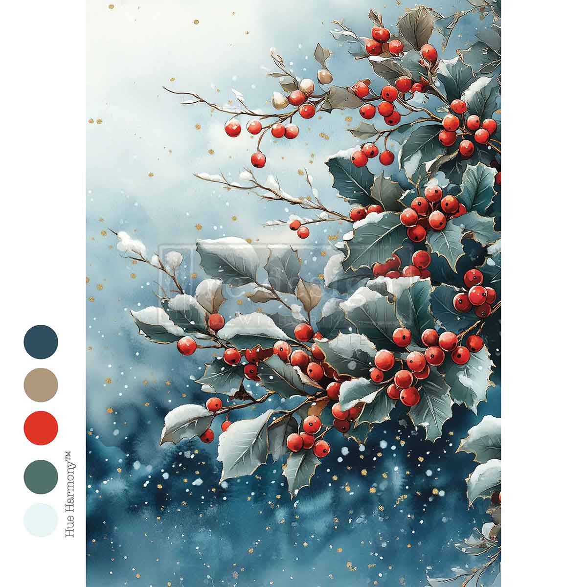 A4 Decoupage – Frosted Boughs & Berries