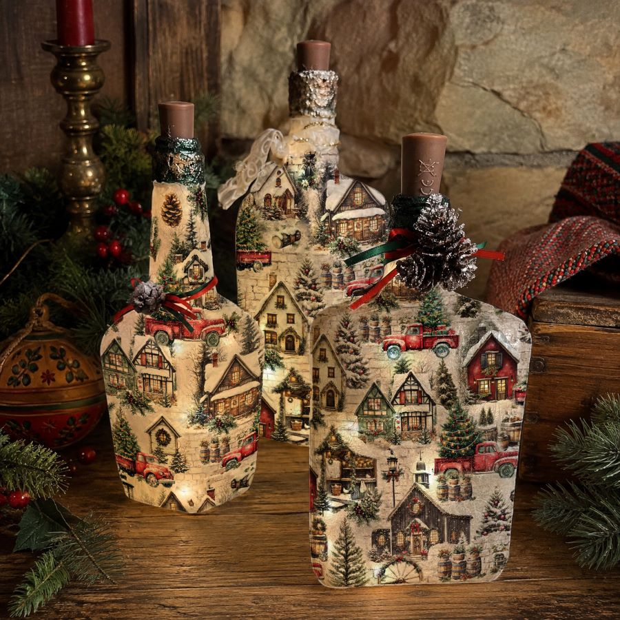 A3 Decoupage Fiber Pack - Snowy Village Charm