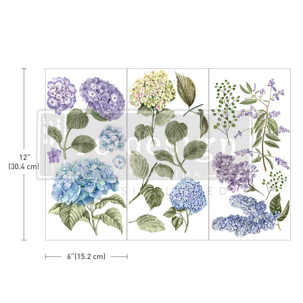 Small Transfers – Mystic Hydrangea – 3 sheets, 6″x12″