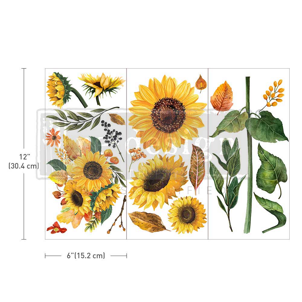 Small Transfers – Sunflower Afternoon – 3 sheets, 6″x12″