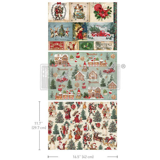 A3 Decoupage Fiber Pack – Santaland Sparkle – 3