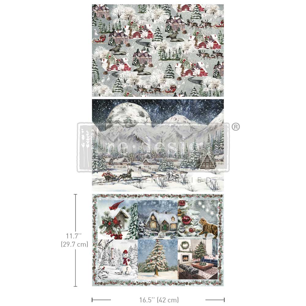 A3 Decoupage Fiber Pack – Snowfall Splendor – 3