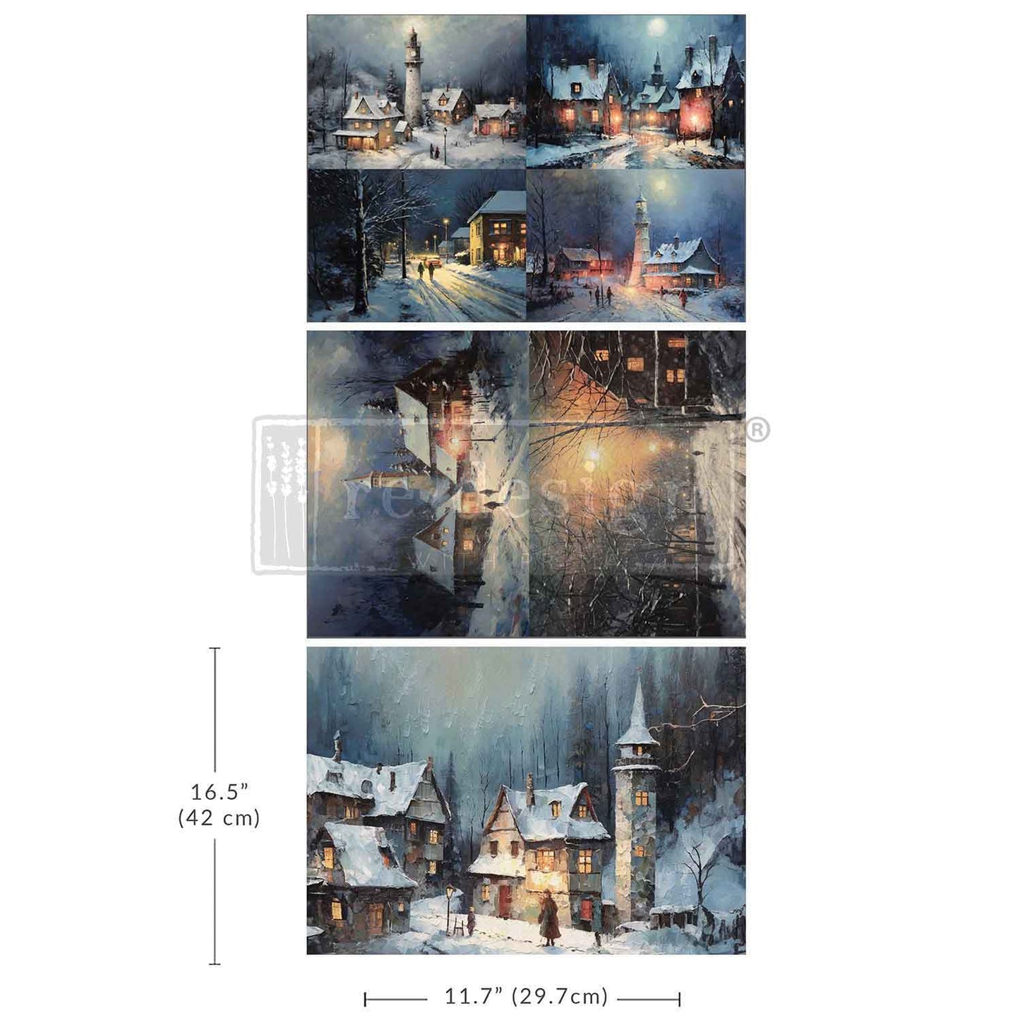 A3 Decoupage Fiber Pack – Snowy Twilight – 3 sheets,