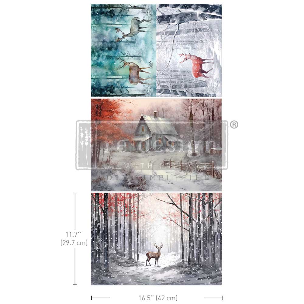 A3 Decoupage Fiber Pack – Dashing Through the Pines – 3 sheets