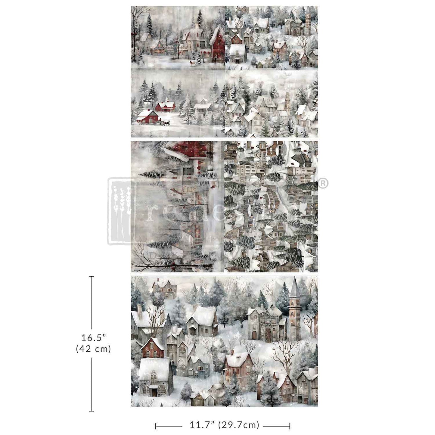 A3 Decoupage Fiber Pack – Silent Night Snow Village – 3