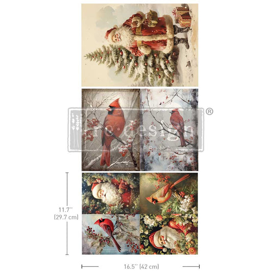 A3 Decoupage Fiber Pack – Festive Cardinal – 3