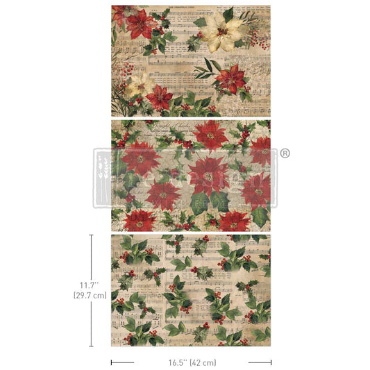 A3 Decoupage Fiber Pack – Poinsettias – 3