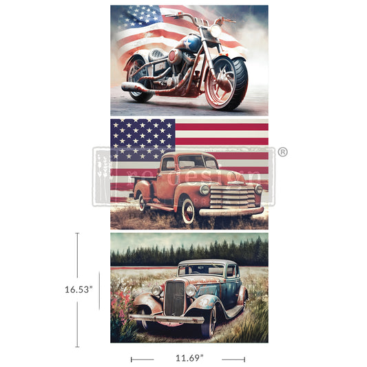 A3 Decoupage Decor Tissue Paper Pack – All American – 3 sheets