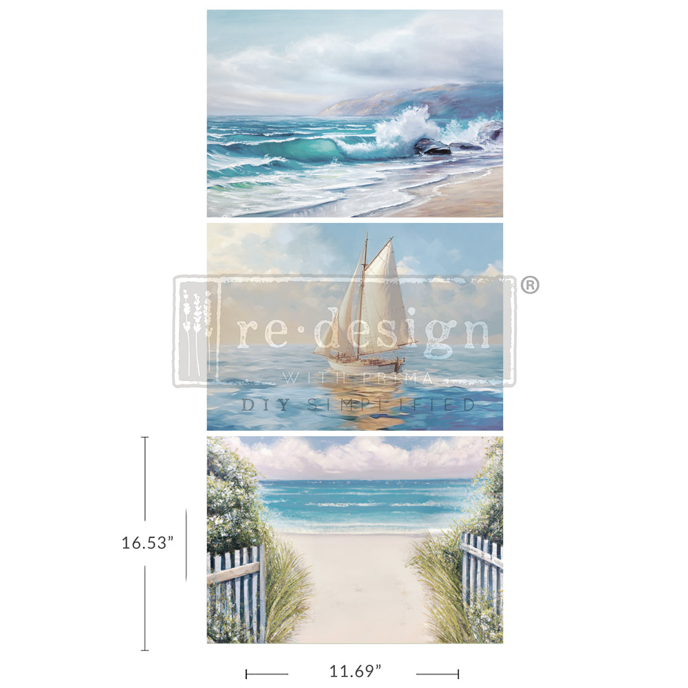 A3 Decoupage Decor Tissue Paper Pack – Seascape Melody – 3 sheets