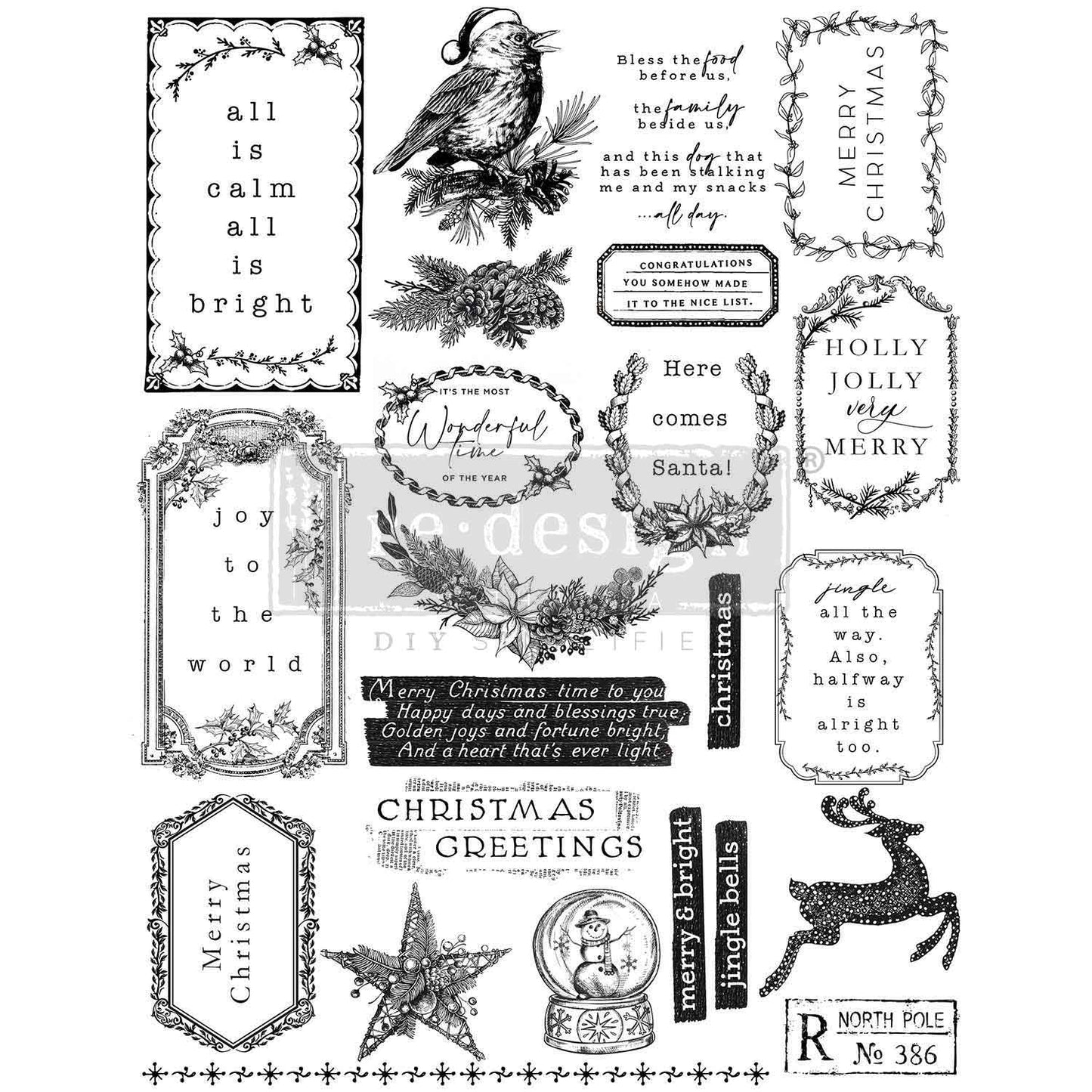 Decor Clear Stamp – Holly Jolly – 8.5×11 sheet