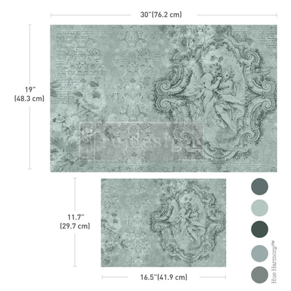 Double Delight Decoupage Fiber Paper Set – Jardin Des ChéRubins – Total 2 sheets