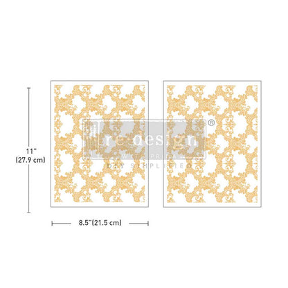 Middy Foil Transfers® Kacha – Golden Lacework – 2 sheets, 8.5″x11″