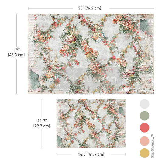 Double Delight Decoupage Fiber Paper Set – Jardin Fleuri – Total 2 sheets