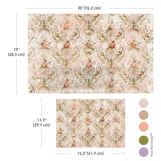Double Delight Decoupage Fiber Paper Set – Blushing Bloom – Total 2 sheets