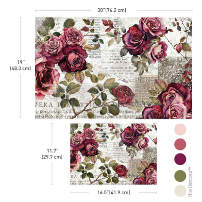 Double Delight Decoupage Fiber Paper Set –Crimson Elegance – Total 2 sheets