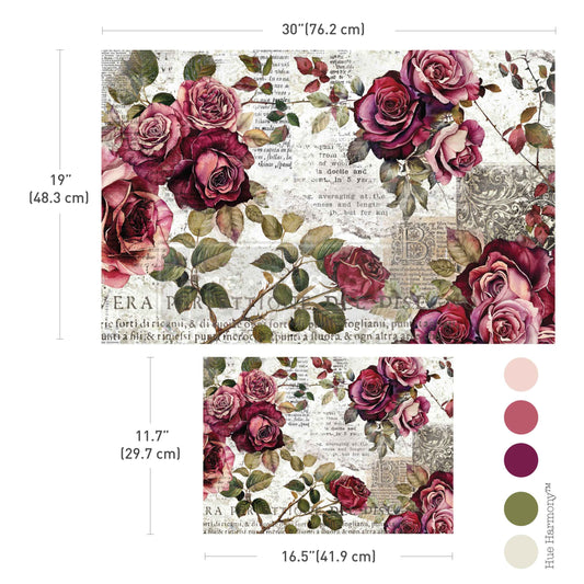 Double Delight Decoupage Fiber Paper Set –Crimson Elegance – Total 2 sheets