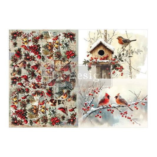 A3 Decoupage Fiber Pack – Feathered Elegance Christmas – 2 sheets, 11.7″x16.5″