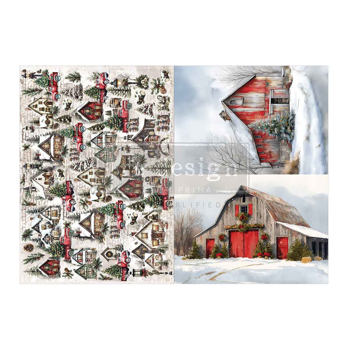 A3 Decoupage Fiber Pack - Snowy Village Charm