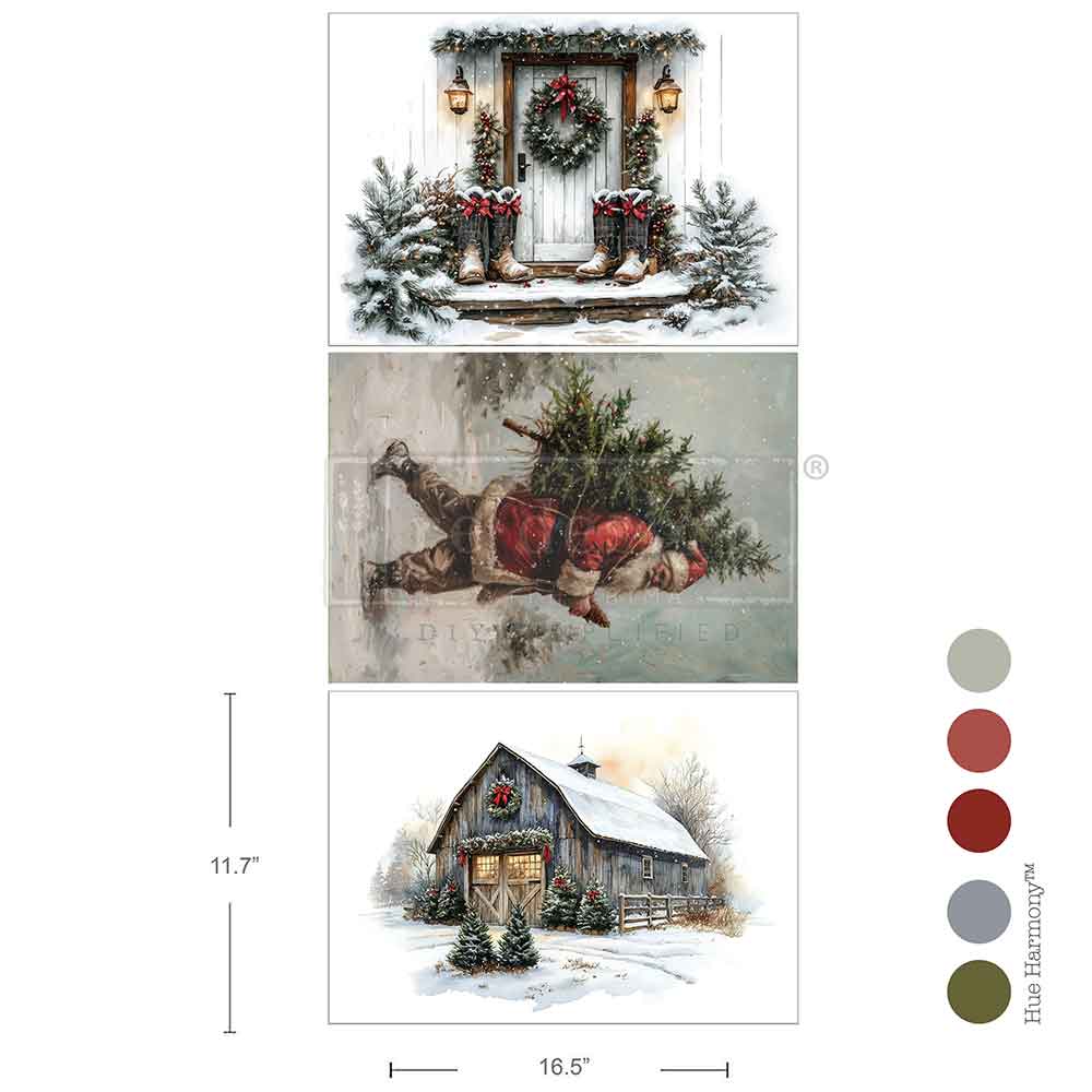 A3 Decoupage Fiber--Santa’S Woodland Stroll