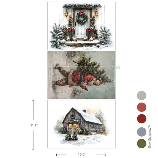 A3 Decoupage Fiber--Santa’S Woodland Stroll