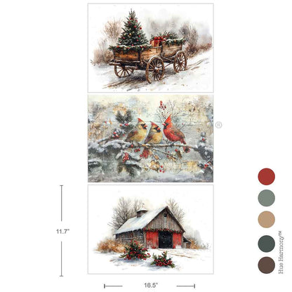 A3 Decoupage Fiber--Christmas In The Countryside