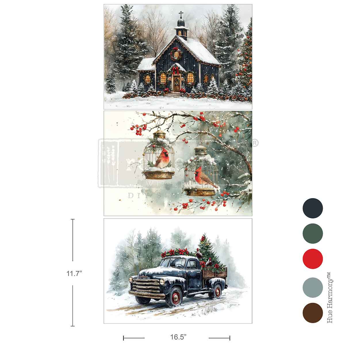 A3 Decoupage Fiber--Christmas Blessings