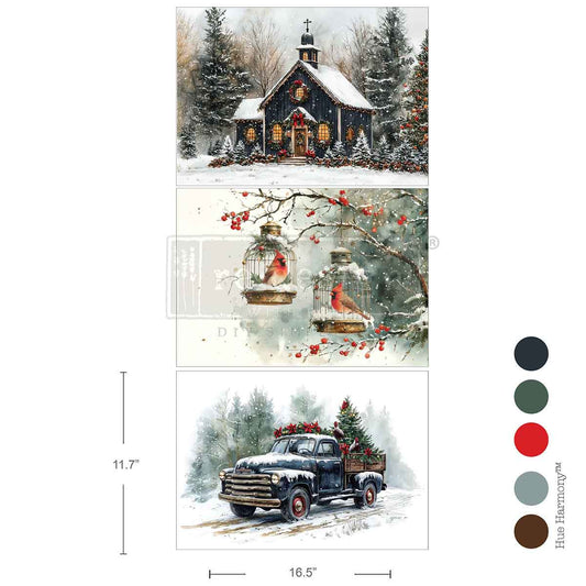 A3 Decoupage Fiber--Christmas Blessings