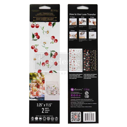 Luxe Transfers® –  Daisy Cherry Delight – 2 sheets