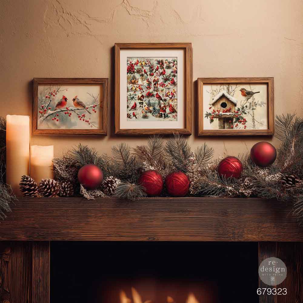 A3 Decoupage Fiber Pack – Feathered Elegance Christmas – 2 sheets, 11.7″x16.5″