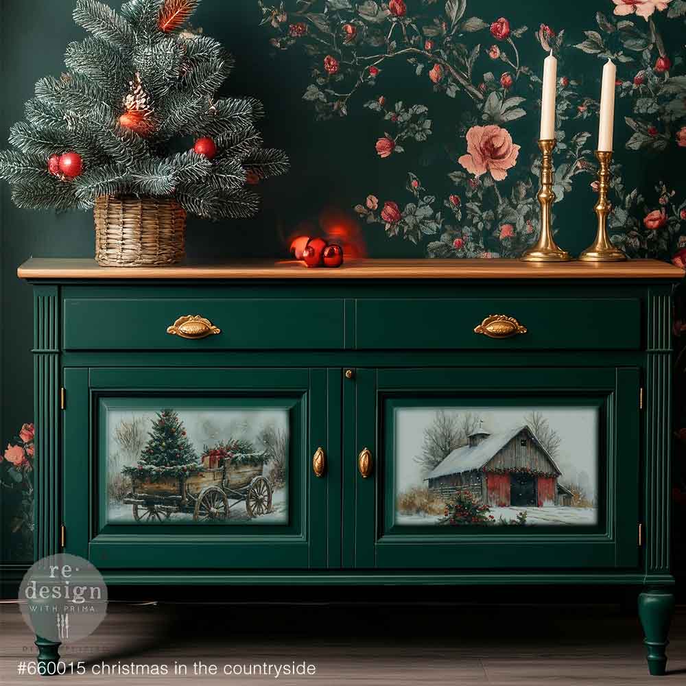 A3 Decoupage Fiber--Christmas In The Countryside