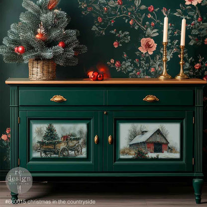 A3 Decoupage Fiber--Christmas In The Countryside