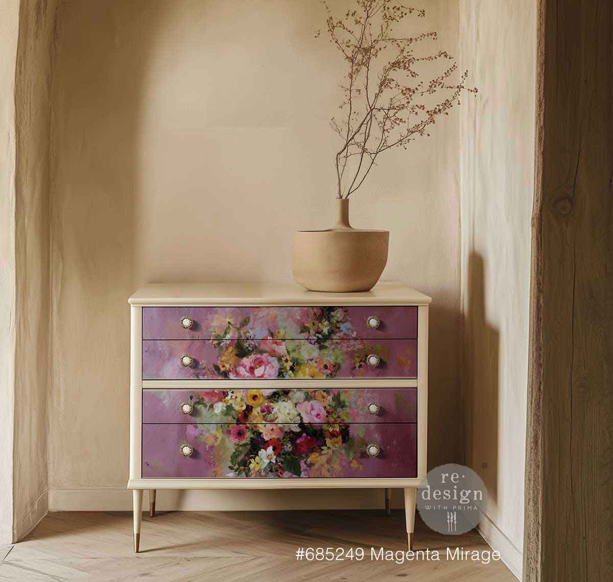 Decoupage Fiber –Magenta Mirage – 1 sheet  19.5"x 30"